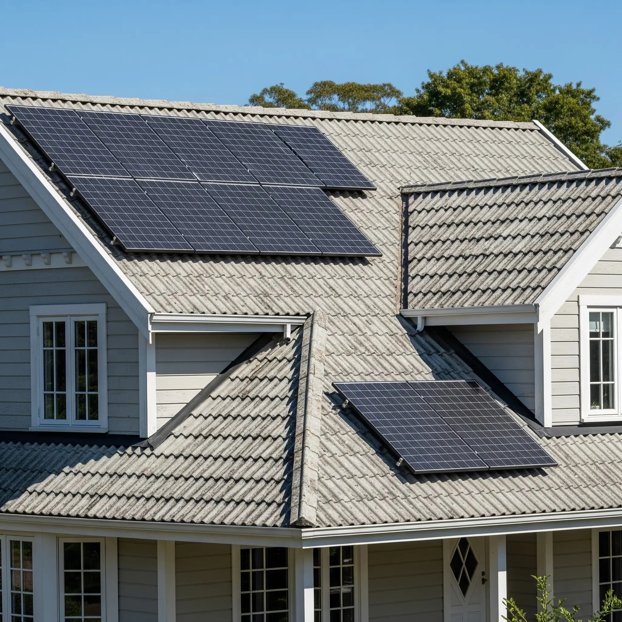 house with asbestos tiles solar panel mounting system